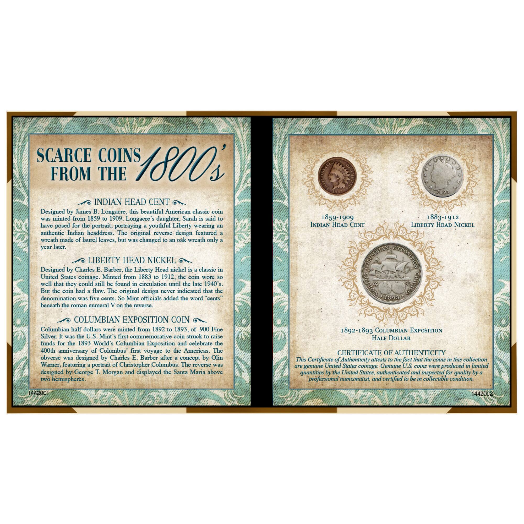 Scarce Coins From The 1800s Indian Head Cent, Liberty Nickel & First Commemorative Coin